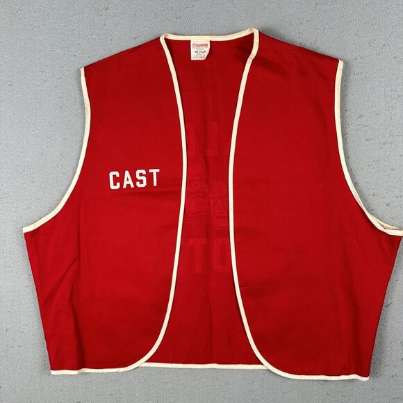 Vintage 60s Champion Running Man Vest Medium Red Cast Taleb Grotto Open Front - Picture 1 of 16